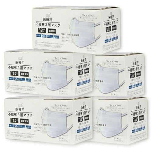 富士 不織布３層マスク レギュラーサイズ 50枚入×5箱 医療用クラス3 サージカルマスク 医療用マスク 全国マスク工業会 JIS規格 MASK LABO マスクラボ FUJI (5)